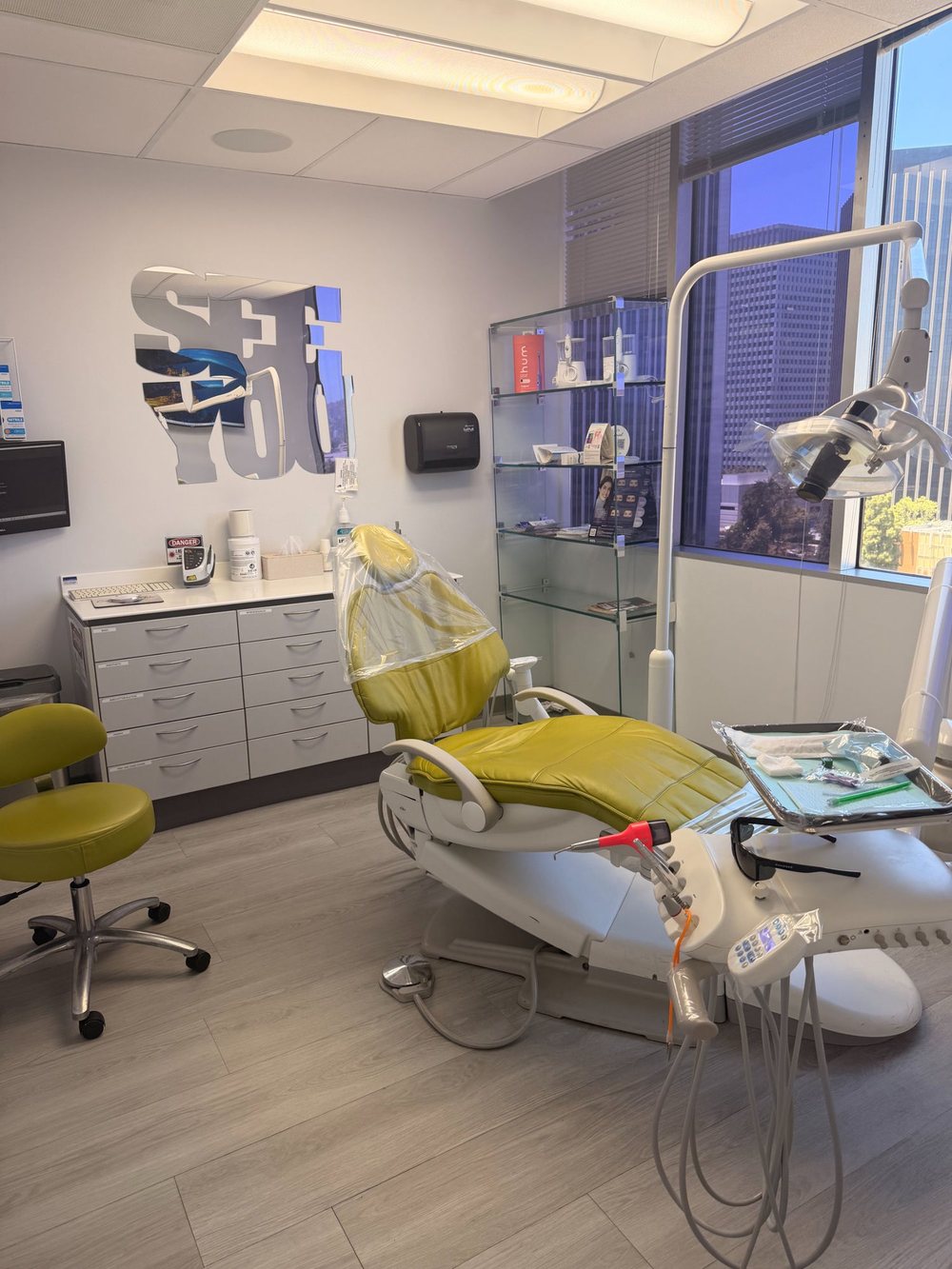 Treatment room with Century City skyline view at Century Smile Maker